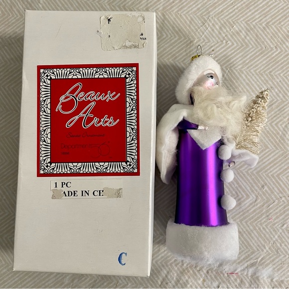 Department 56 Beaux Arts Santa Claus with Tree Glass Christmas Ornament Boxed - Picture 6 of 6